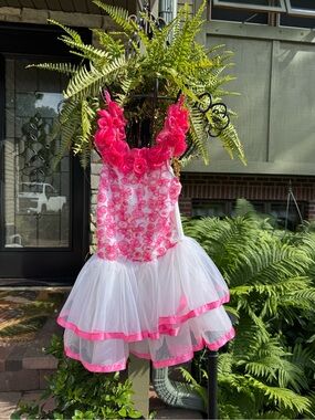 Rosette Pink and White Floral Tulle Dance Costume